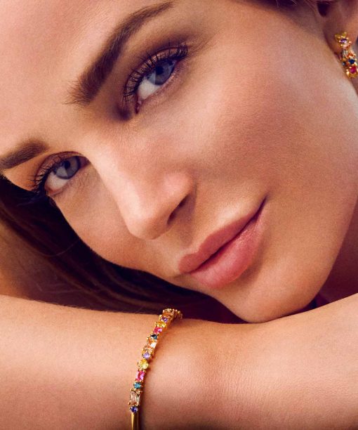 Alternative view of Sif Jakobs Bangle Ivrea - 18k Gold Plated, With Multicoloured Zirconia