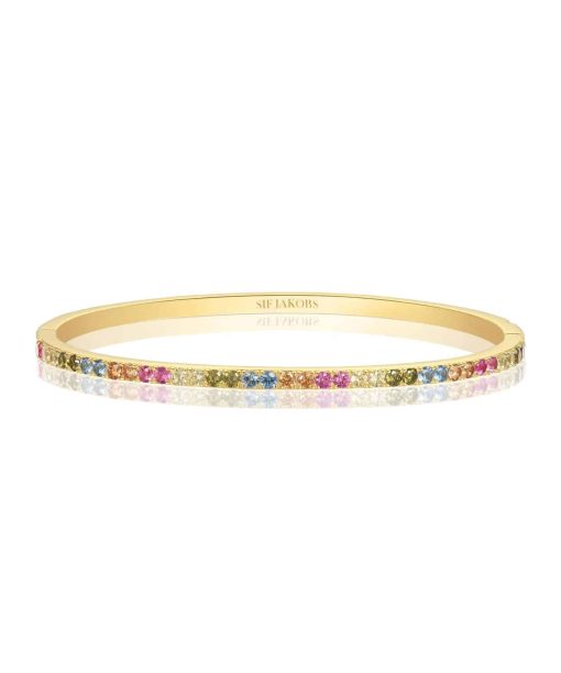 Sif Jakobs Bangle Ellisse - 18k Gold Plated, With Multicoloured Zirconia