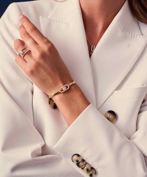 Alternative view of Sif Jakobs Bangle Ellisse Carezza - 18k Gold Plated, With White Zirconia