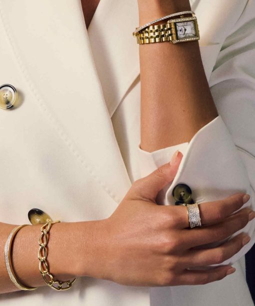 Alternative view of Sif Jakobs Bangle Feline Concavo - 18k Gold Plated, With White Zirconia