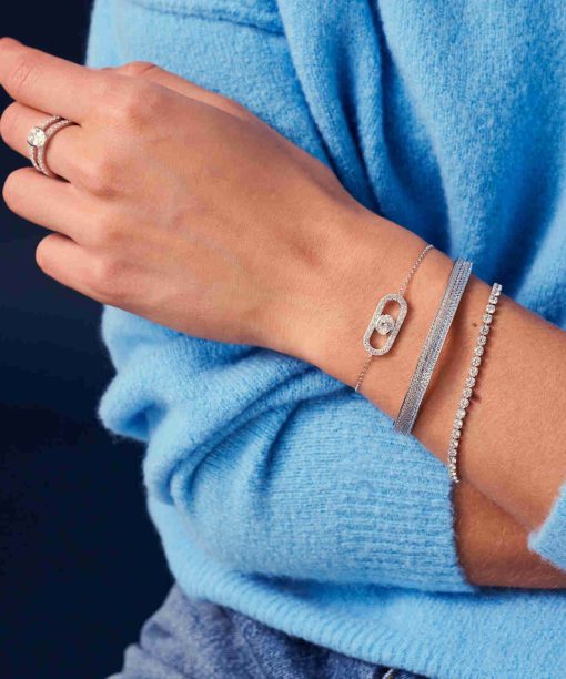 Alternative view of Sif Jakobs Bangle Feline Concavo - With White Zirconia