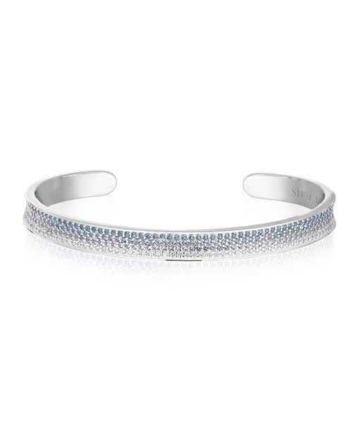 Sif Jakobs Bangle Feline Concavo - With Gradient Tones Of Blue And White Zirconia