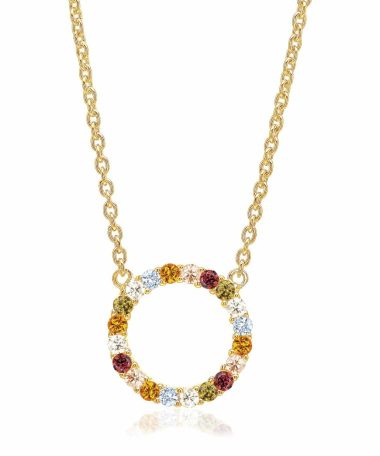 Sif Jakobs - Necklace Biella Grande - 18K Gold Plated with multicoloured zirconia