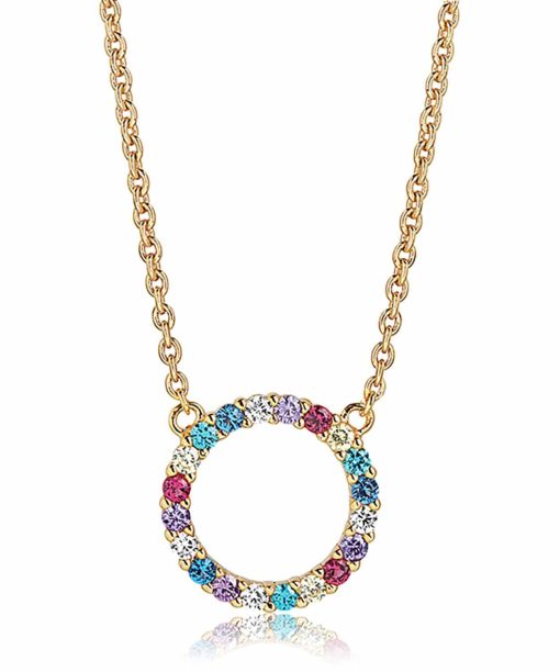 Sif Jakobs Necklace Biella Grande - 18k gold plated with multicoloured zirconia