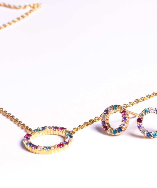Alternative view of Sif Jakobs Necklace Biella Grande - 18k gold plated with multicoloured zirconia