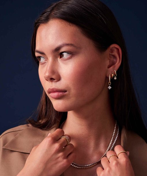 Alternative view of Sif Jakobs Hoop Charm Ghiera Uno - 18k Gold Plated, With White Zirconia