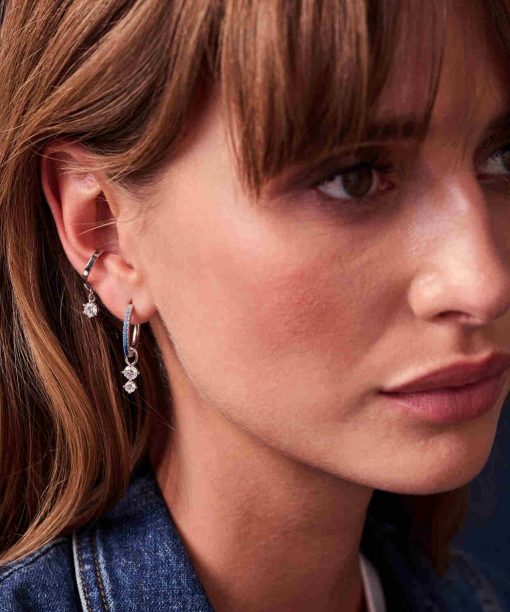 Alternative view of Sif Jakobs Hoop Charm Circolo Uno - 18k Gold Plated, With White Zirconia