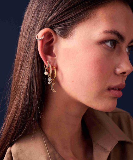 Alternative view of Sif Jakobs Hoop Charm Circolo Due - 18k Gold Plated, With White Zirconia