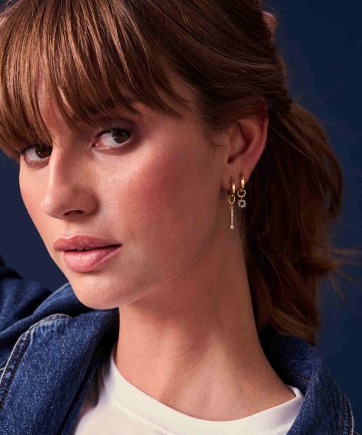 Alternative view of Sif Jakobs Hoop Charm Circolo Lungo - 18k Gold Plated, With White Zirconia