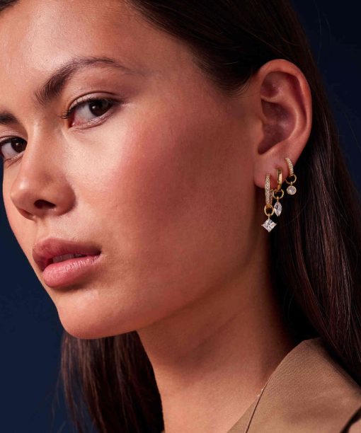 Alternative view of Sif Jakobs Hoop Charm Occhio - 18k Gold Plated, With White Zirconia