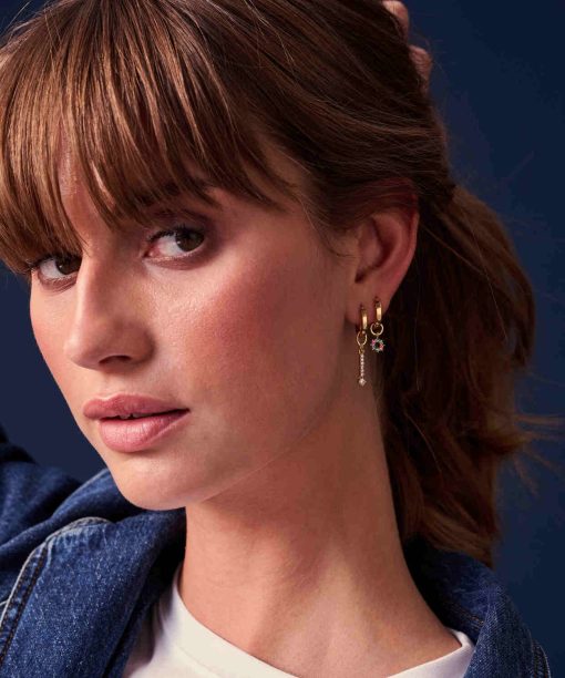 Alternative view of Sif Jakobs Hoop Charm Sole - 18k Gold Plated, With Multicoloured Zirconia