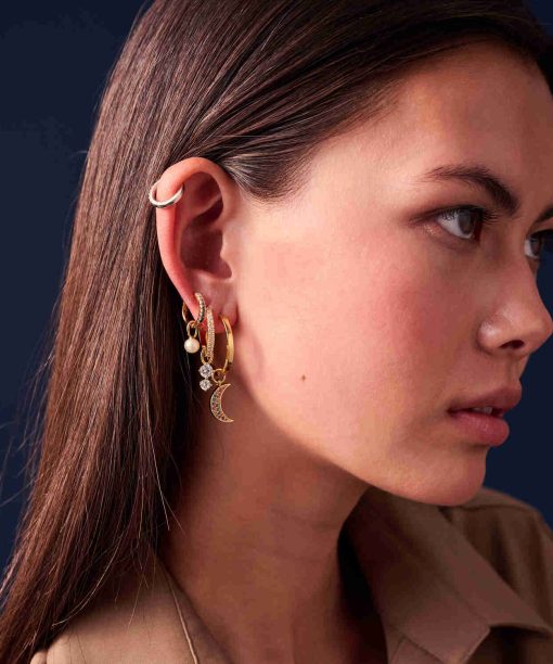 Alternative view of Sif Jakobs Hoop Charm Perla Uno - 18k Gold Plated, With Freshwater Pearl