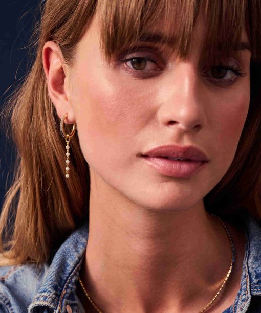 Alternative view of Sif Jakobs Hoop Charm Perla Cinque  - 18k Gold Plated, With Freshwater Pearls