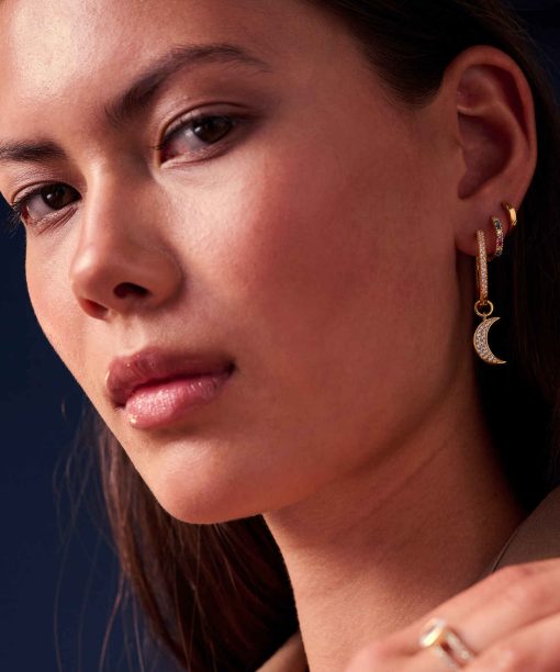 Alternative view of Sif Jakobs Hoop Charm Luna - 18k Gold Plated, With White Zirconia