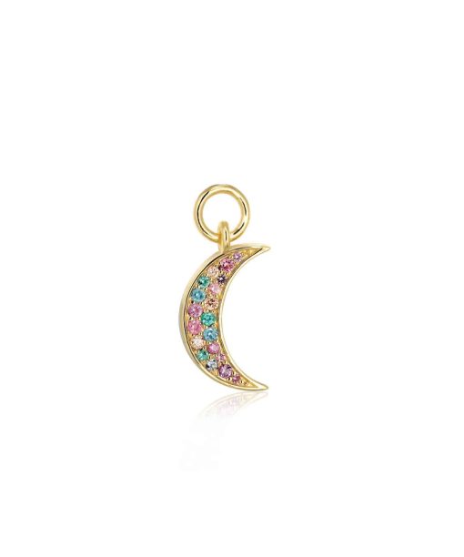 Sif Jakobs Hoop Charm Luna - 18k Gold Plated, With Multicoloured Zirconia