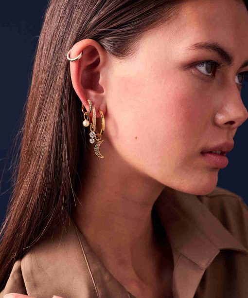 Alternative view of Sif Jakobs Hoop Charm Luna - 18k Gold Plated, With Multicoloured Zirconia