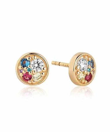 Sif Jakobs - Earrings Novara Piccolo - 18K Gold Plated With Multicoloured Zirconia