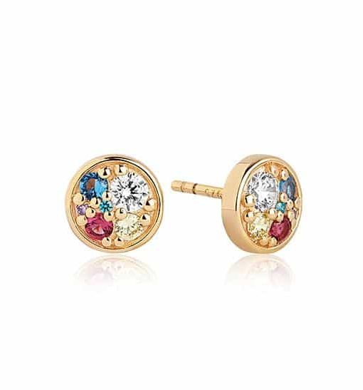 Sif Jakobs - Earrings Novara Piccolo - 18K Gold Plated With Multicoloured Zirconia