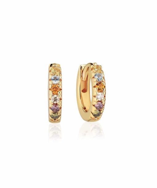 Sif Jakobs Earrings Ellera Piccolo - 18k Gold Plated With Multicoloured Zirconia