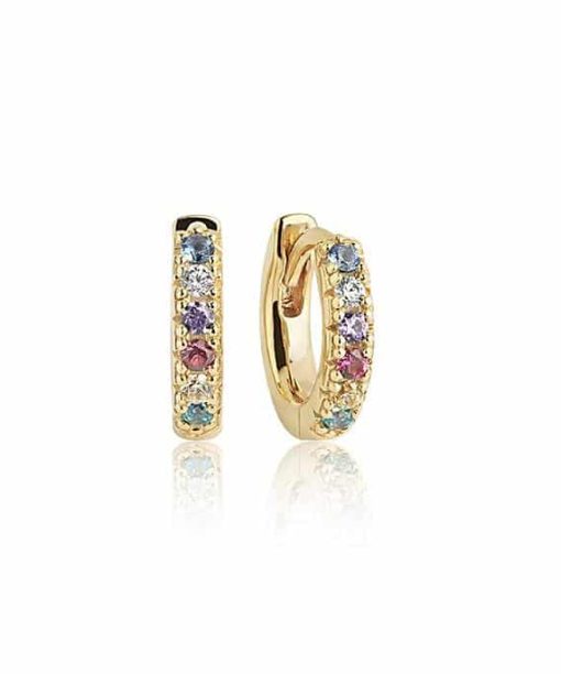 Sif Jakobs - Earrings Ellera Piccolo - 18K Gold Plated With Multicoloured Zirconia