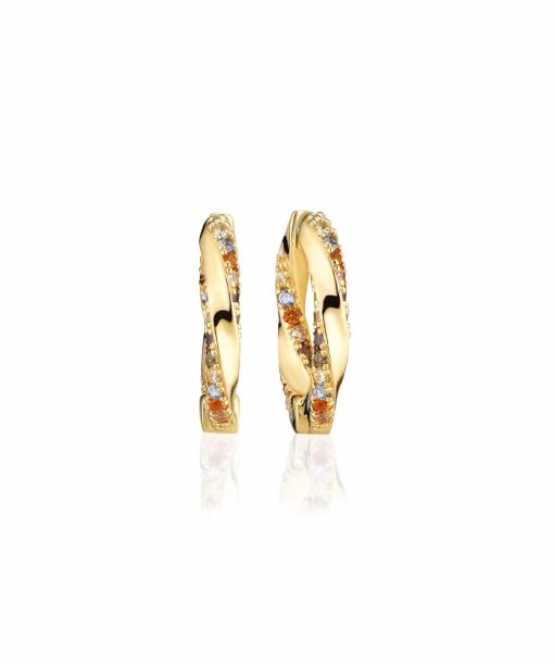 Sif Jakobs Earrings Ferrara Medio - 18k Gold Plated With Multicoloured Zirconia