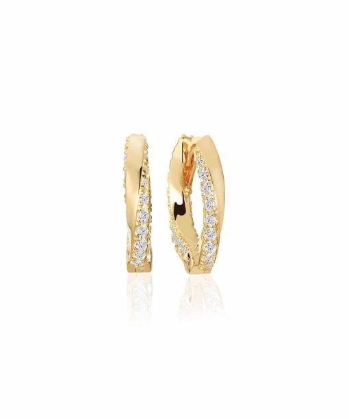 Sif Jakobs Earrings Ferrara medio with white zirconia - 18k gold plated