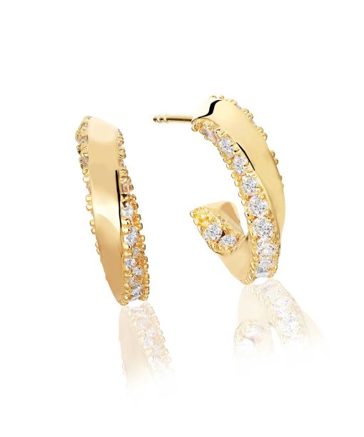 Alternative view of Sif Jakobs Earrings Ferrara creolo piccolo with white zirconia - 18k gold plated