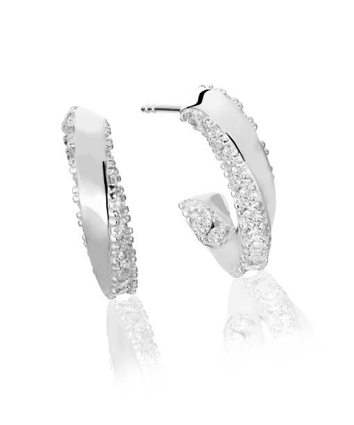 Alternative view of Sif Jakobs Earrings Ferrara creolo piccolo with white zirconia
