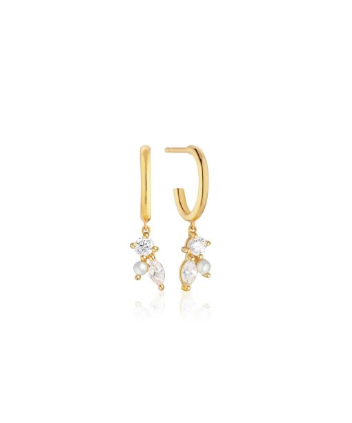 Sif Jakobs Earrings Adria Tre Creolo - 18k Gold Plated, With White Zirconia