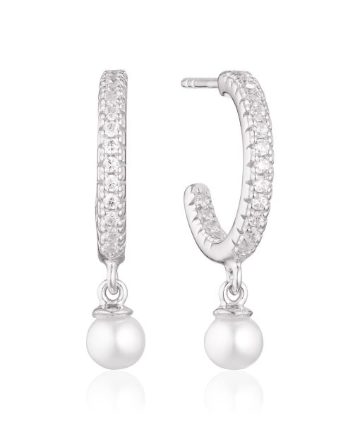 Sif Jakobs - Earrings Ellera Perla Medio - with white zirconia and freshwater pearl