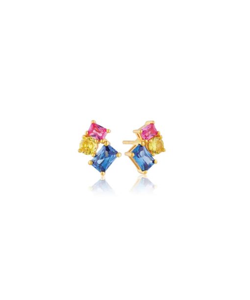 Sif Jakobs Earrings Ivrea Tre - 18k Gold Plated, With Multicoloured Zirconia