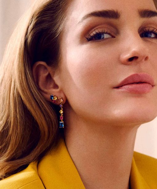 Alternative view of Sif Jakobs Earrings Ivrea Tre - 18k Gold Plated, With Multicoloured Zirconia
