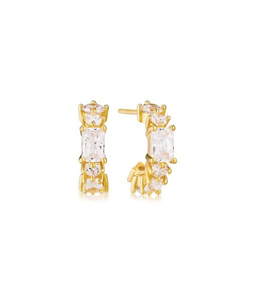 Sif Jakobs Earrings Ivrea Creolo Piccolo - 18k Gold Plated, With White Zirconia