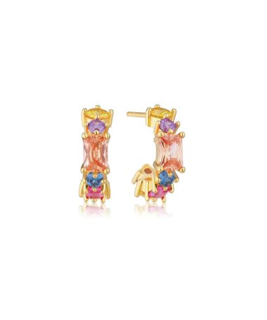 Sif Jakobs Earrings Ivrea Creolo Piccolo - 18k Gold Plated, With Multicoloured Zirconia