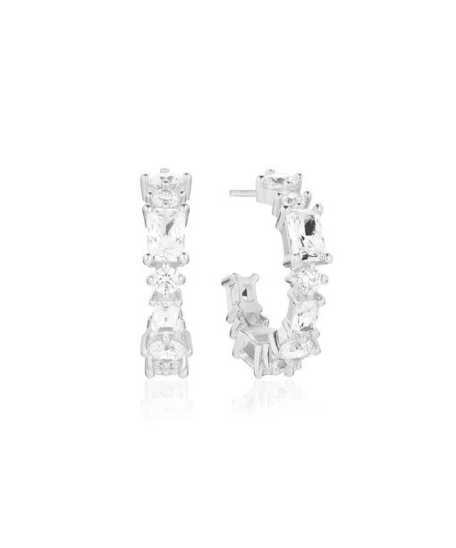 Sif Jakobs Earrings Ivrea Creolo Medio - With White Zirconia