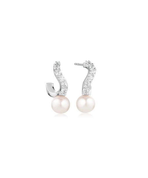 Sif Jakobs Earrings Ponza Creolo - With Freshwater Pearl And White Zirkonia