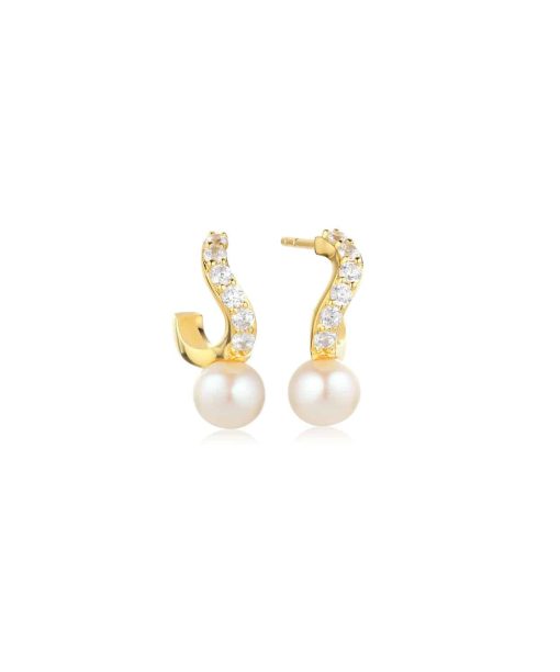 Sif Jakobs Earrings Ponza Creolo - 18k Gold Plated, With Freshwater Pearl And White Zirkonia
