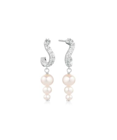 Sif Jakobs Earrings Ponza Lungo - With Freshwater Pearl And White Zirkonia