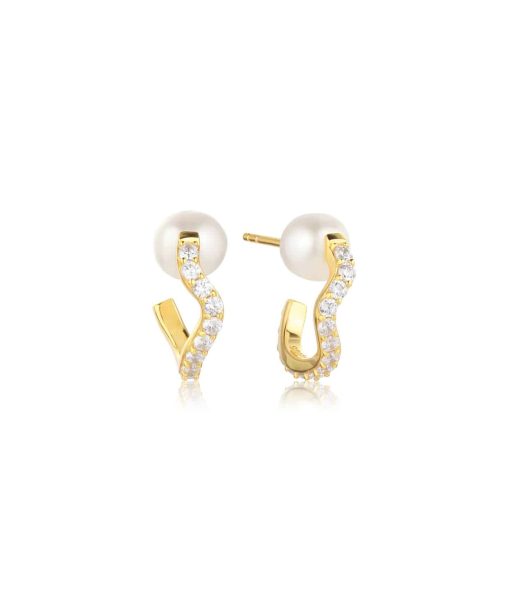 Sif Jakobs Earrings Ponza Creolo Medio - 18k Gold Plated With Freshwater Pearl And White Zirkonia