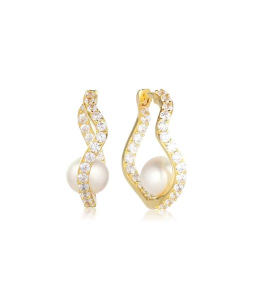 Sif Jakobs Earrings Ponza - 18k Gold Plated With Freshwater Pearl And White Zirkonia