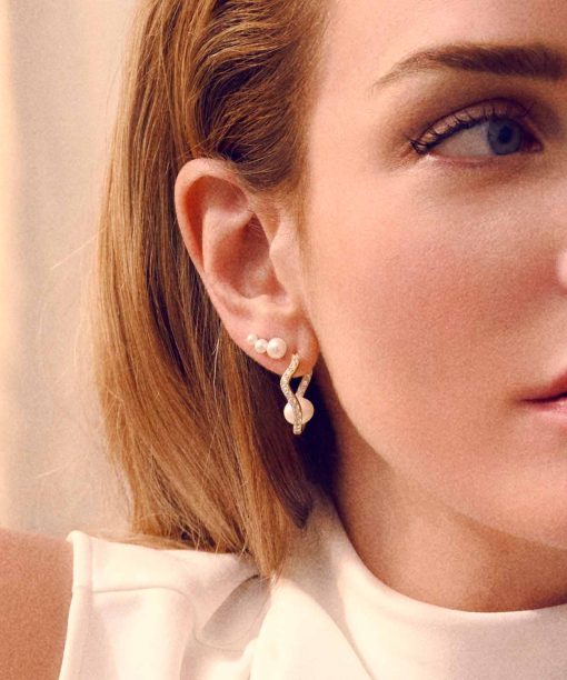 Alternative view of Sif Jakobs Earrings Ponza - 18k Gold Plated With Freshwater Pearl And White Zirkonia