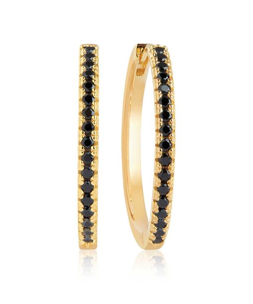 Sif Jakobs Earrings ellera x-grande with black zirconia - 18k gold plated