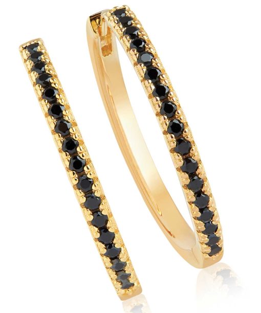 Alternative view of Sif Jakobs Earrings ellera x-grande with black zirconia - 18k gold plated