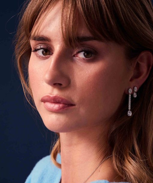 Alternative view of Sif Jakobs Earrings Ellisse Due Piccolo - 18k Gold Plated, With White Zirconia