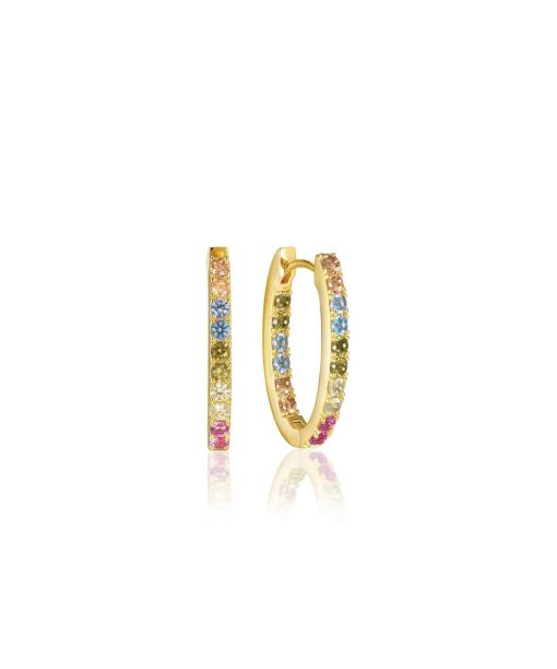 Sif Jakobs Earrings Ellisse Piccolo - 18k Gold Plated, With Multicoloured Zirconia