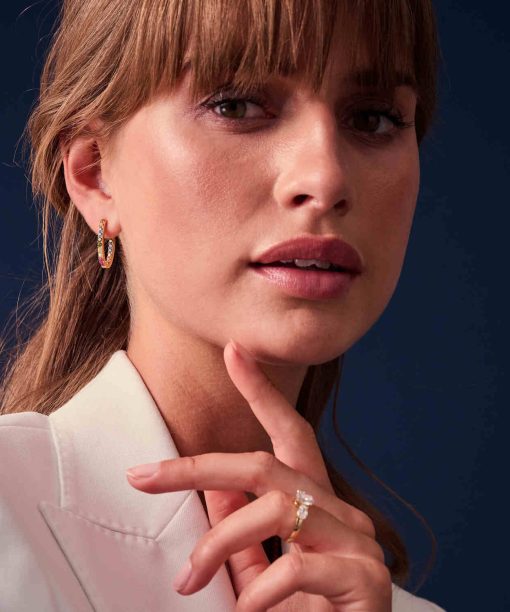 Alternative view of Sif Jakobs Earrings Ellisse Piccolo - 18k Gold Plated, With Multicoloured Zirconia