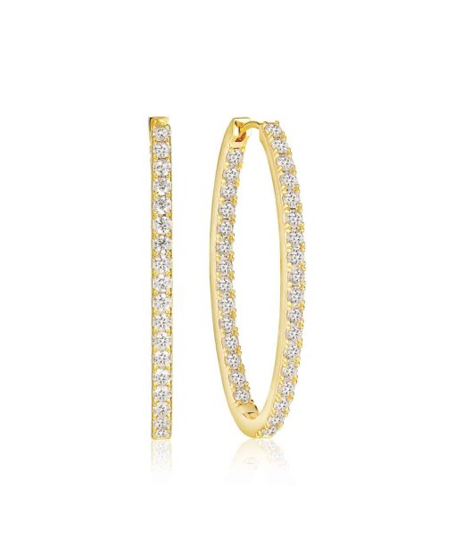 Sif Jakobs Earrings Ellisse Medio - 18k Gold Plated, With White Zirconia