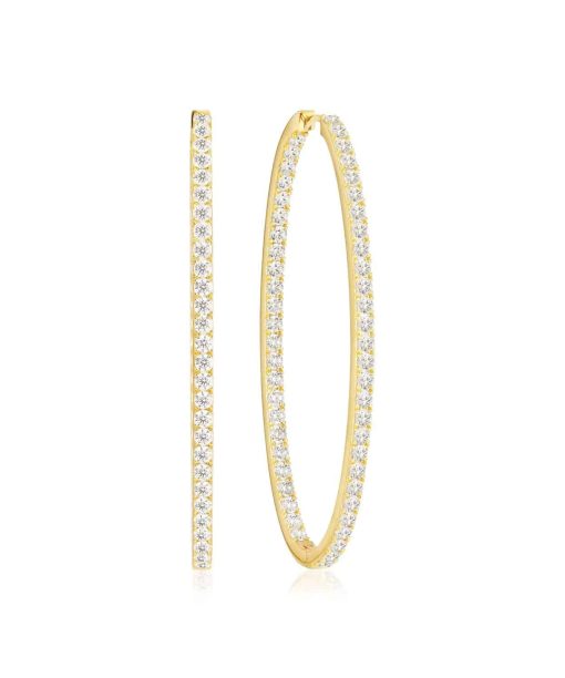 Sif Jakobs Earrings Ellisse Grande - 18k Gold Plated, With White Zirconia