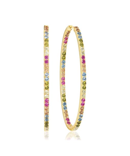 Sif Jakobs Earrings Ellisse Grande - 18k Gold Plated, With Multicoloured Zirconia