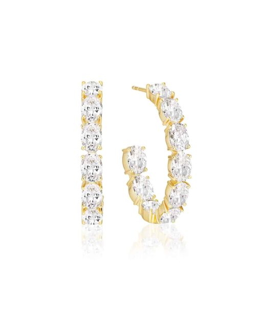 Sif Jakobs Earrings Ellisse - 18k Gold Plated, With White Zirconia